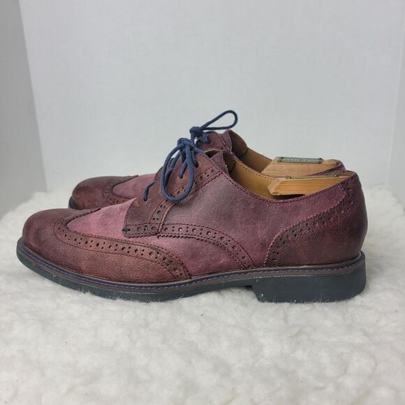 Cole Haan Grand Os Mens Size 9.5 Leather Oxford  C20234 Wingtip Burgendy Shoes